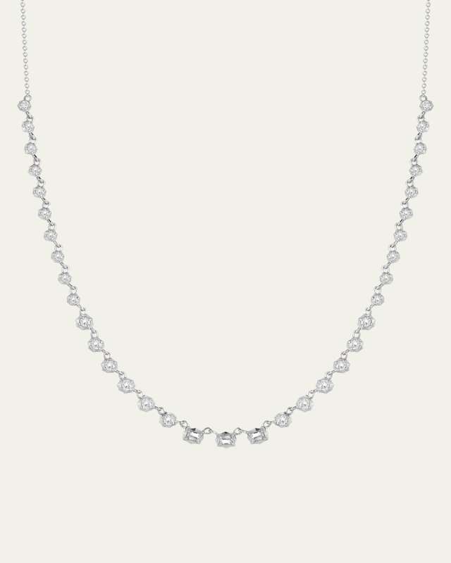 18K White Gold Small Vanguard Diamond Riviera Necklace